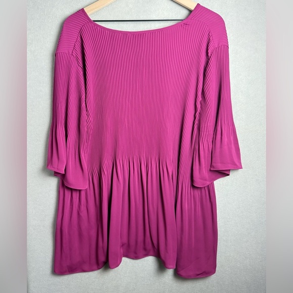 J. Jill Women’s Wearever Sunburst-Pleated Woven Top in Pink Boysenberry size 2X - Picture 4 of 10